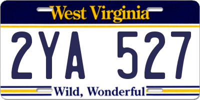 WV license plate 2YA527
