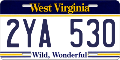 WV license plate 2YA530