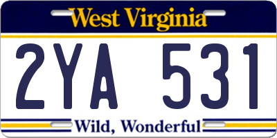 WV license plate 2YA531