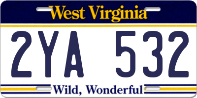 WV license plate 2YA532