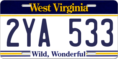 WV license plate 2YA533