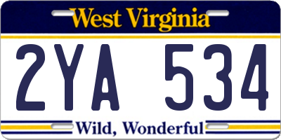 WV license plate 2YA534