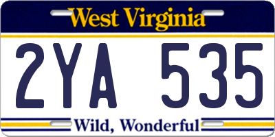 WV license plate 2YA535