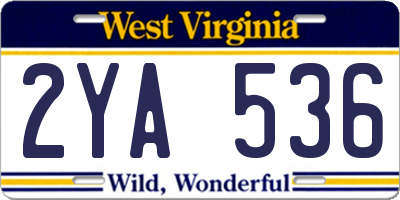 WV license plate 2YA536