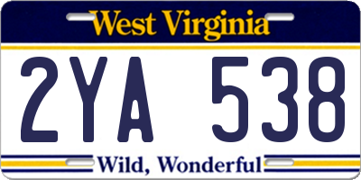 WV license plate 2YA538