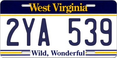 WV license plate 2YA539