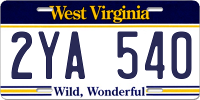 WV license plate 2YA540