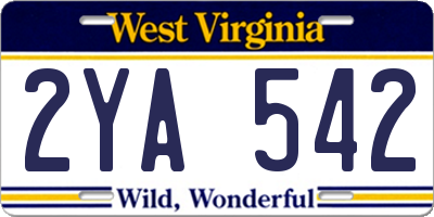 WV license plate 2YA542