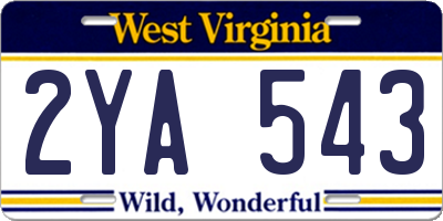 WV license plate 2YA543