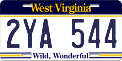 WV license plate 2YA544