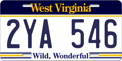 WV license plate 2YA546