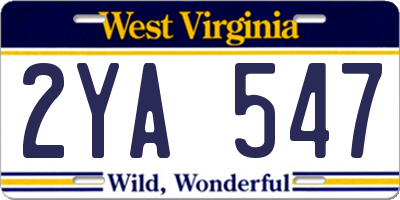WV license plate 2YA547