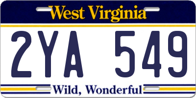 WV license plate 2YA549