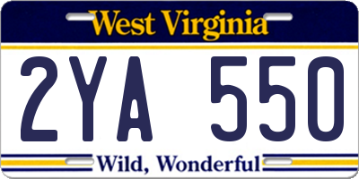 WV license plate 2YA550