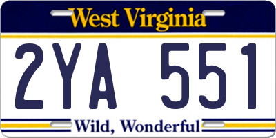 WV license plate 2YA551