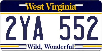 WV license plate 2YA552