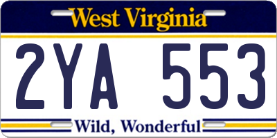 WV license plate 2YA553