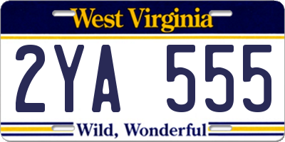 WV license plate 2YA555