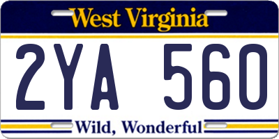 WV license plate 2YA560