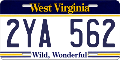 WV license plate 2YA562