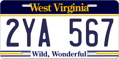 WV license plate 2YA567