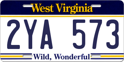 WV license plate 2YA573