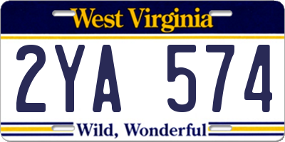 WV license plate 2YA574