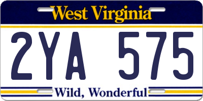 WV license plate 2YA575