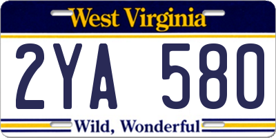 WV license plate 2YA580