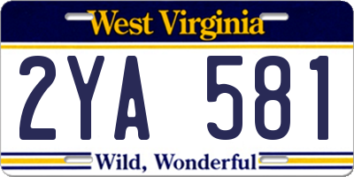WV license plate 2YA581