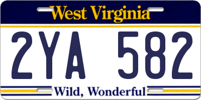 WV license plate 2YA582