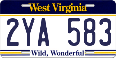 WV license plate 2YA583