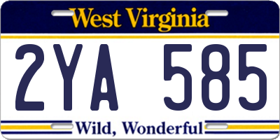 WV license plate 2YA585