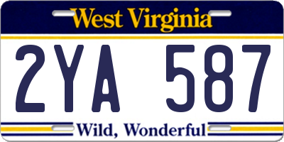 WV license plate 2YA587