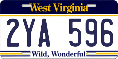 WV license plate 2YA596