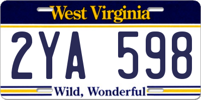 WV license plate 2YA598