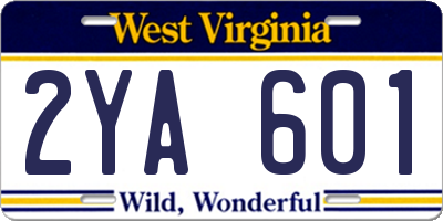 WV license plate 2YA601