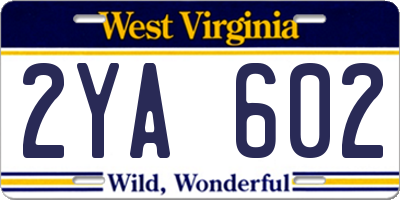 WV license plate 2YA602