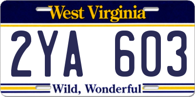 WV license plate 2YA603
