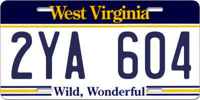 WV license plate 2YA604