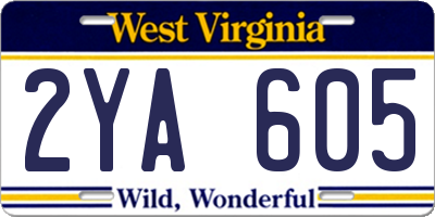 WV license plate 2YA605