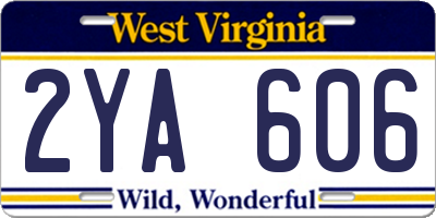 WV license plate 2YA606