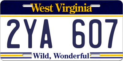 WV license plate 2YA607