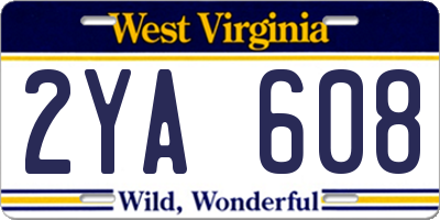 WV license plate 2YA608