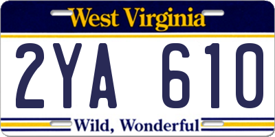 WV license plate 2YA610