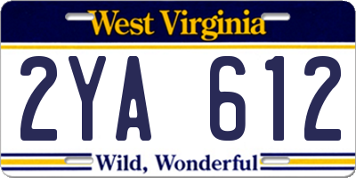 WV license plate 2YA612