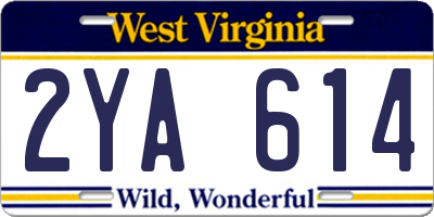 WV license plate 2YA614