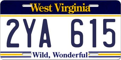 WV license plate 2YA615