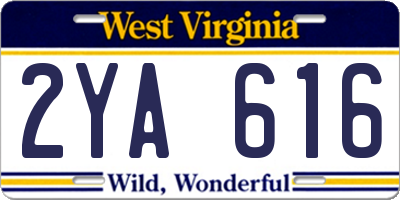 WV license plate 2YA616