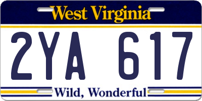 WV license plate 2YA617